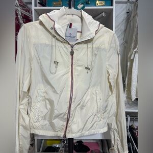 MONCLER ivory windbreaker hooded jacket